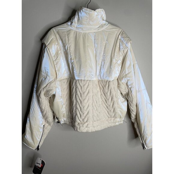 Free People Off White Cable Knit Puffer Jacket Zip up Size XL NWT $298 - Picture 4 of 7